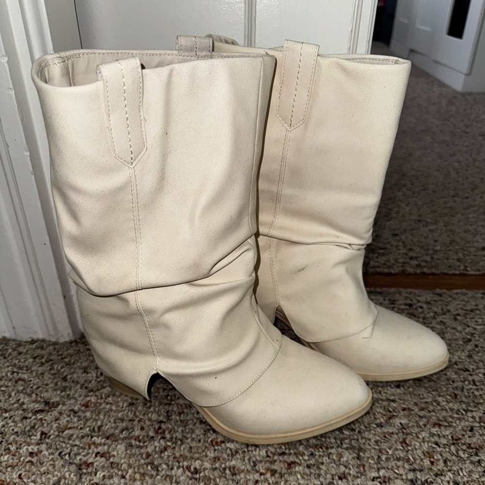 MIA Cream Heeled Boots